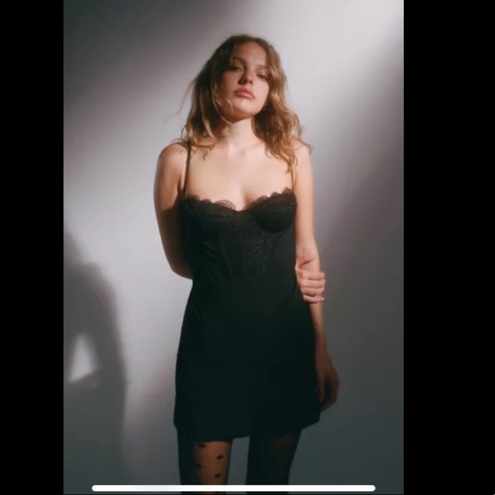 NEW UO Brenna Mesh Bustier Mini Dress